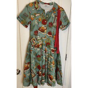 Orchid Bloom Frida Kahlo Swing Dress, RETRO, VINTAGE DESIGN WOMENS SIZE 10
